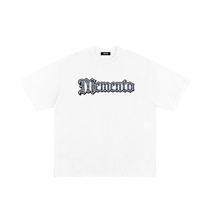 Blue Paisley Logo Heavyweight Hand-frayed T-Shirt - Memento Mori Clothing