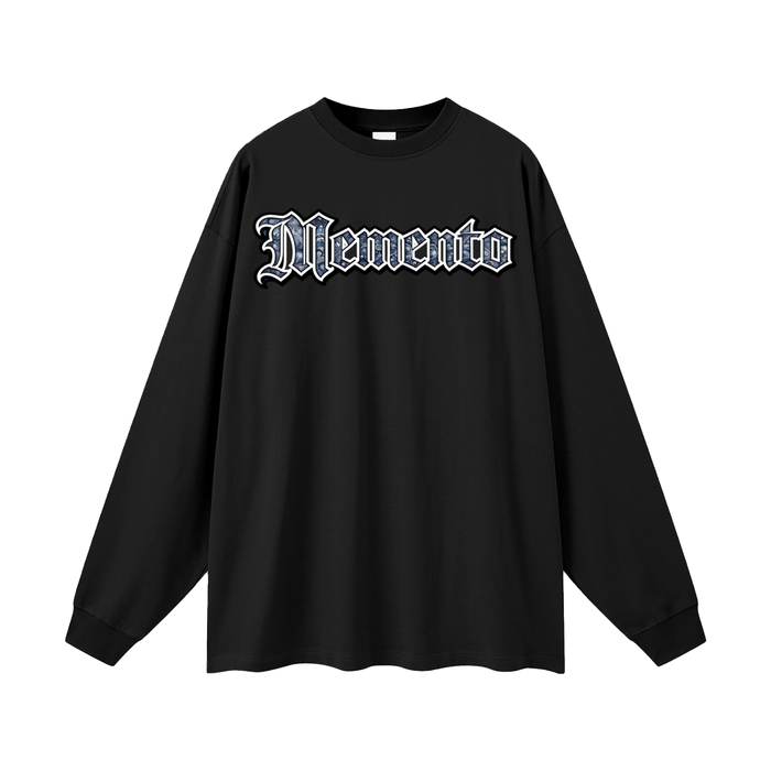 Blue Paisley Logo Oversized Unisex Long Sleeve T-Shirt - Memento Mori Clothing