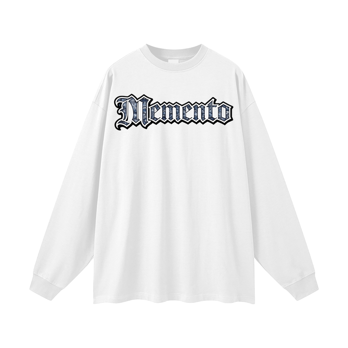 Blue Paisley Logo Oversized Unisex Long Sleeve T-Shirt - Memento Mori Clothing
