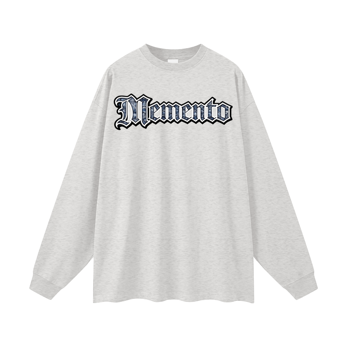 Blue Paisley Logo Oversized Unisex Long Sleeve T-Shirt - Memento Mori Clothing