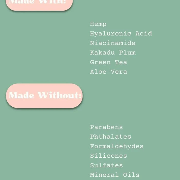 List of ingredients and their absence on a green background