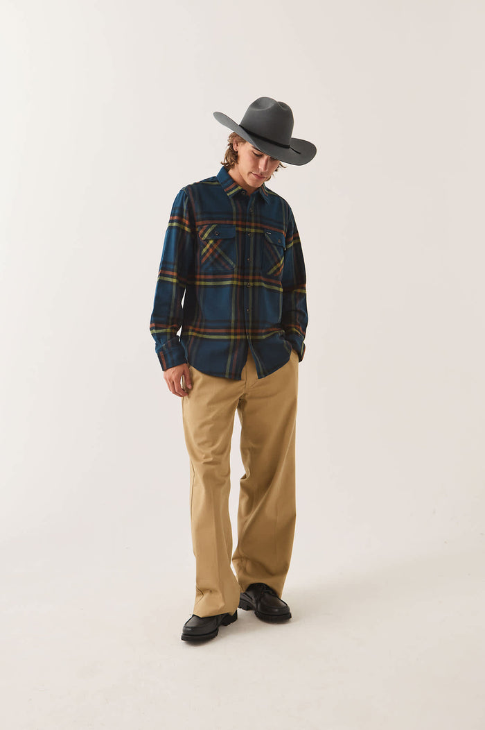 Men's Bowery Flannel in the color Marine Blue - Men's Front View
