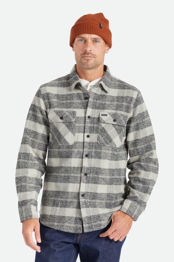 Men's Bowery Heavyweight Flannel in the color Black/Charcoal - Men's Front View