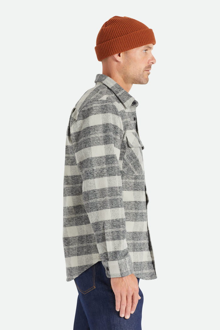 Men's Bowery Heavyweight Flannel in the color Black/Charcoal - Men's Side View