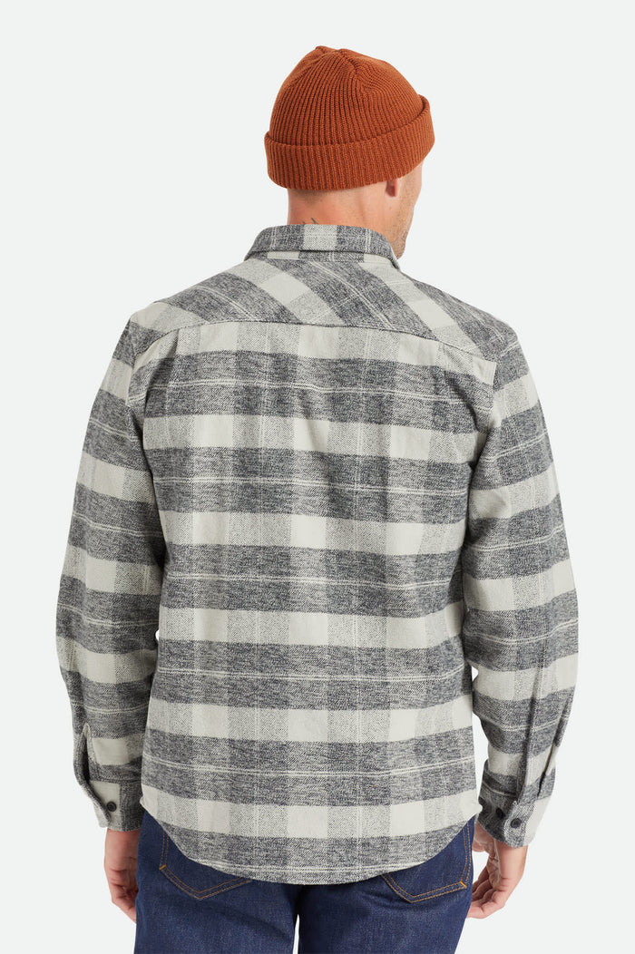 Men's Bowery Heavyweight Flannel in the color Black/Charcoal - Men's Back View