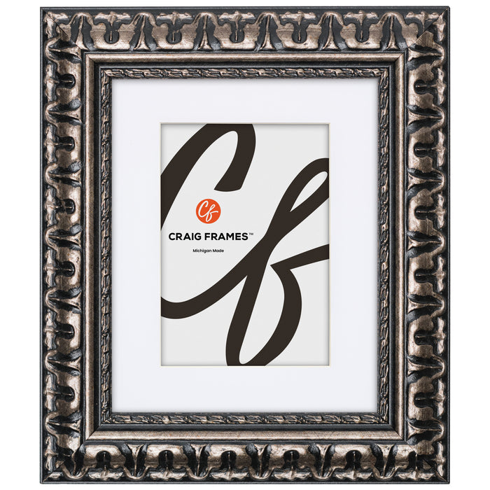 Bravado Ornate 2", Matted Scratched Silver Picture Frame