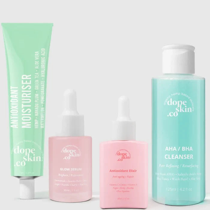 Set of skincare products from Dope Skin Co on a white background