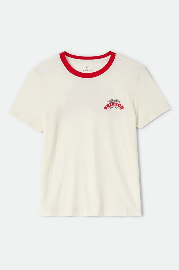 Women's Brixton Banner Slim Crew T-Shirt in the color Off White - Front Product View