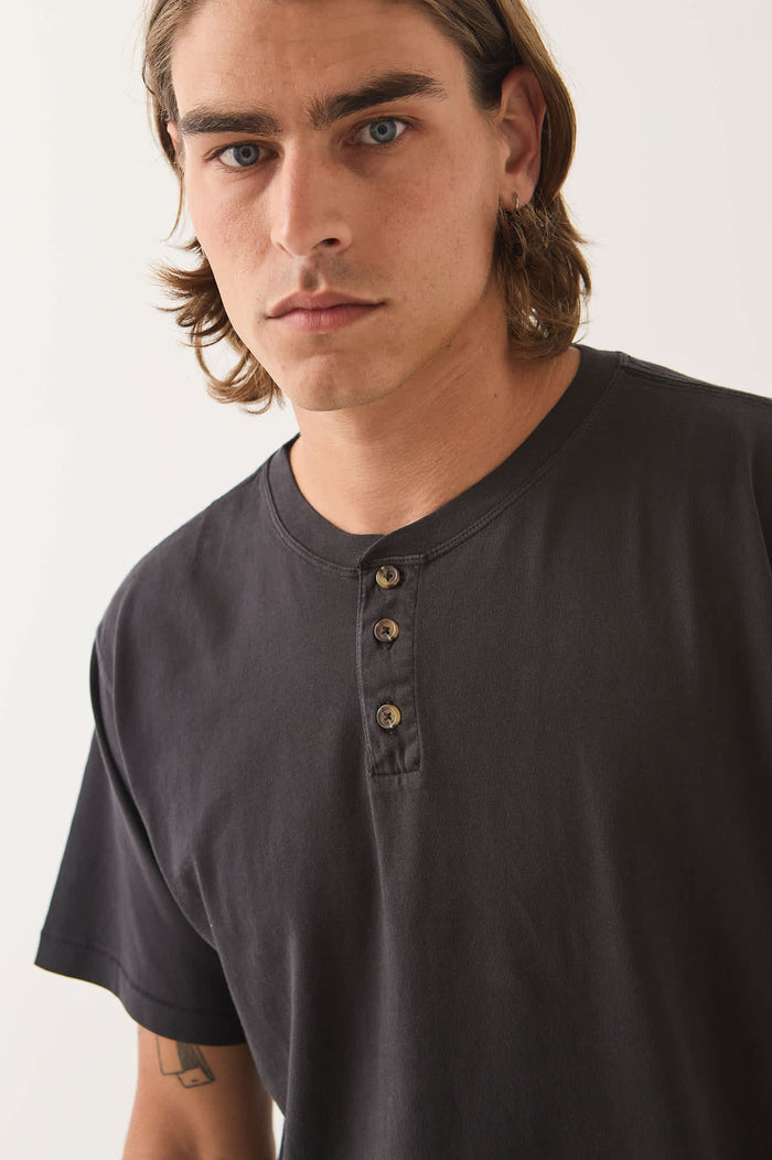 Men's Brixton Baseline Henley T-Shirt in the color Black - Additional Fit image