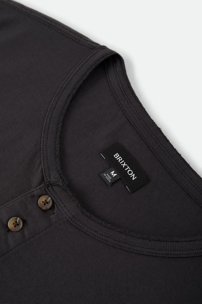 Men's Brixton Baseline Henley T-Shirt in the color Black - Additional Laydown image