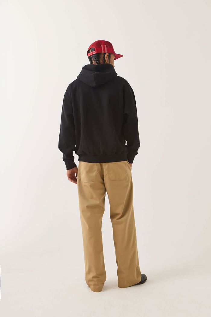 Men's Brixton Baseline Hood Fleece in the color Black - Men's Back View