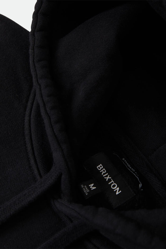 Men's Brixton Baseline Hood Fleece in the color Black - Additional Laydown image