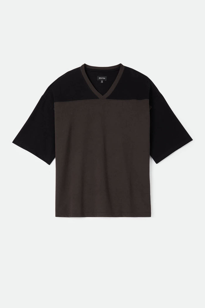 Men's Brixton Football T-Shirt in the color Black/Washed Black - Front Product View