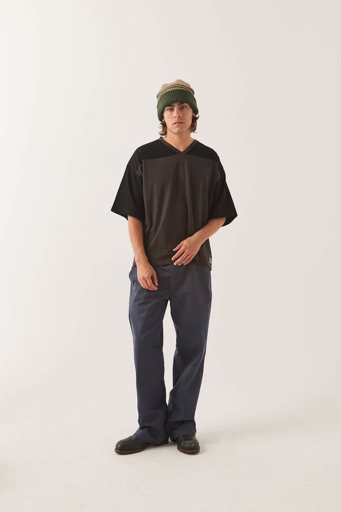 Men's Brixton Football T-Shirt in the color Black/Washed Black - Men's Front View