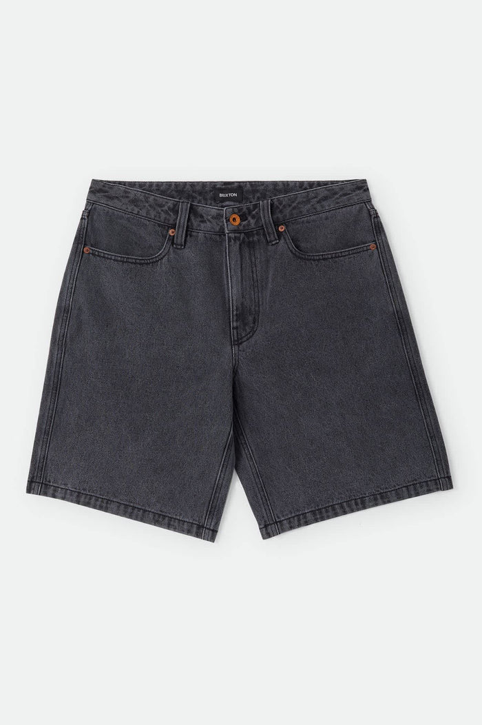 Men's Brixton Relaxed Short in the color Washed Black Denim - Front Product View
