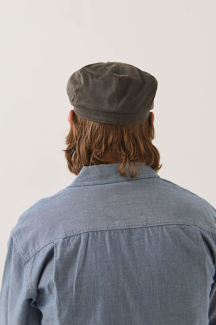 Unisex Brood Baggy Flannel Snap Cap in the color Brown Faux Leather - Men's Back View