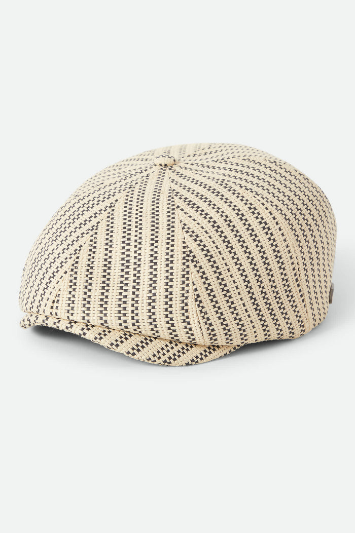 Unisex Brood Lightweight Newsboy Cap in the color Natural/Black Straw - Front Product View