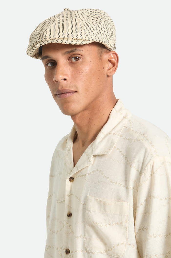 Unisex Brood Lightweight Newsboy Cap in the color Natural/Black Straw - Additional Fit image