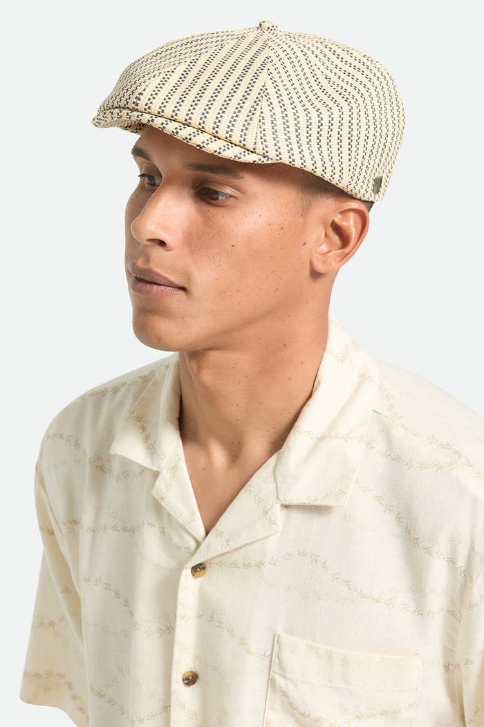 Unisex Brood Lightweight Newsboy Cap in the color Natural/Black Straw - Additional Fit image