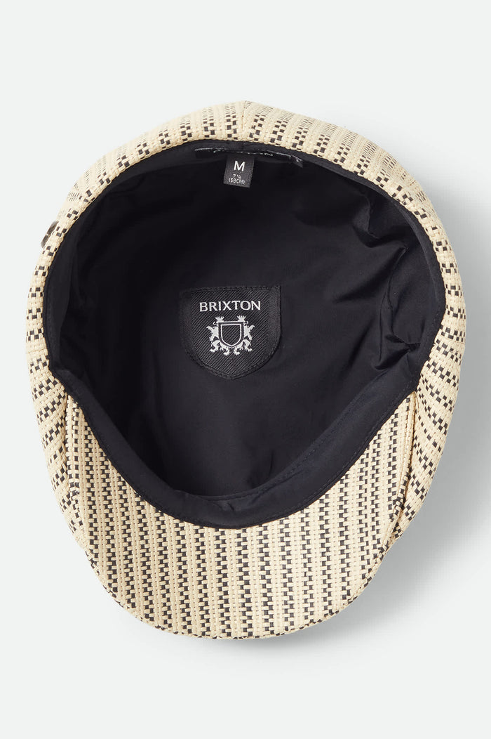 Unisex Brood Lightweight Newsboy Cap in the color Natural/Black Straw - Additional Laydown image