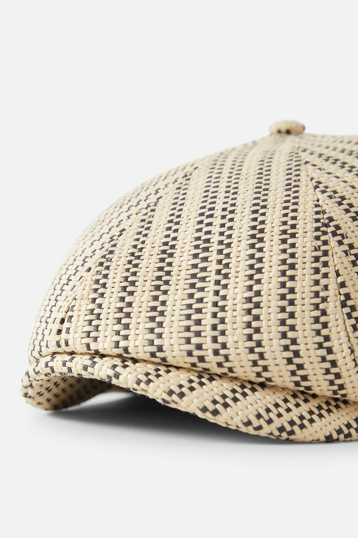 Unisex Brood Lightweight Newsboy Cap in the color Natural/Black Straw - Additional Laydown image
