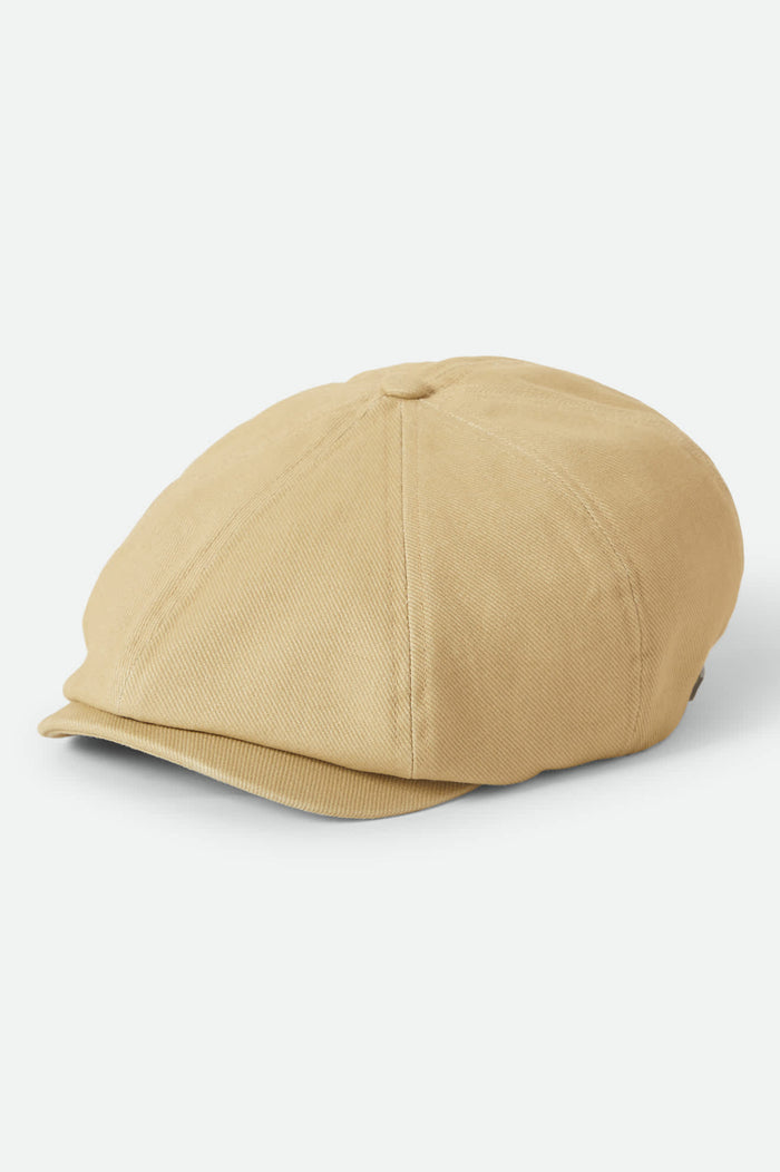 Unisex Brood Lightweight Newsboy Cap in the color Washed Khaki - Front Product View