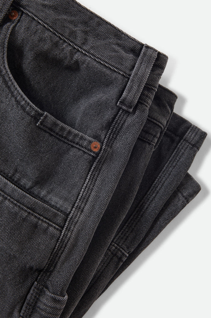 Men's Builders Carpenter Baggy Short in the color Washed Black Denim - Additional Laydown image