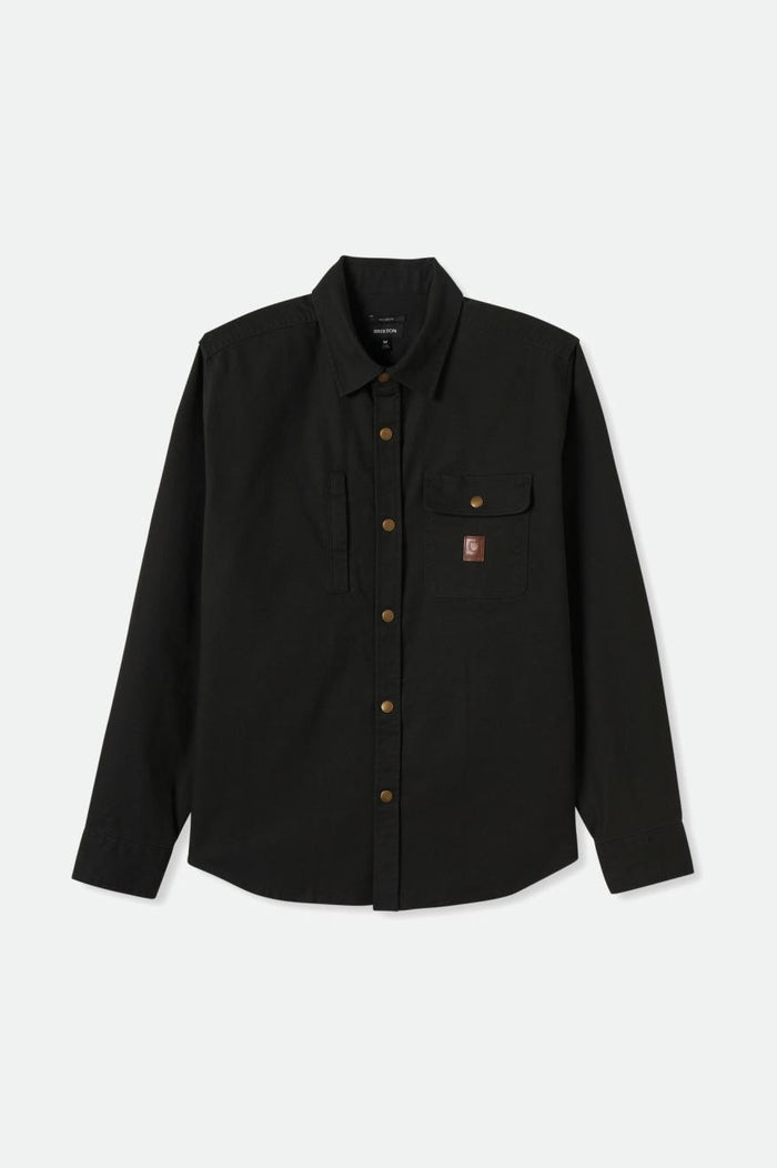 Brixton Men's Builders Stretch L/S Overshirt - Washed Black | Profile