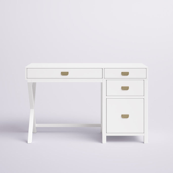 Bureau blanc avec rangement latéral