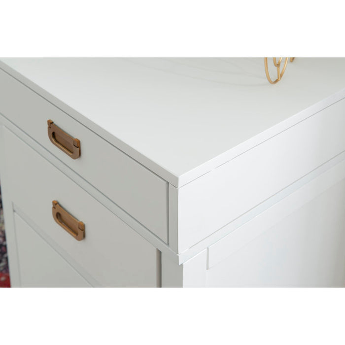 Bureau blanc avec rangement latéral