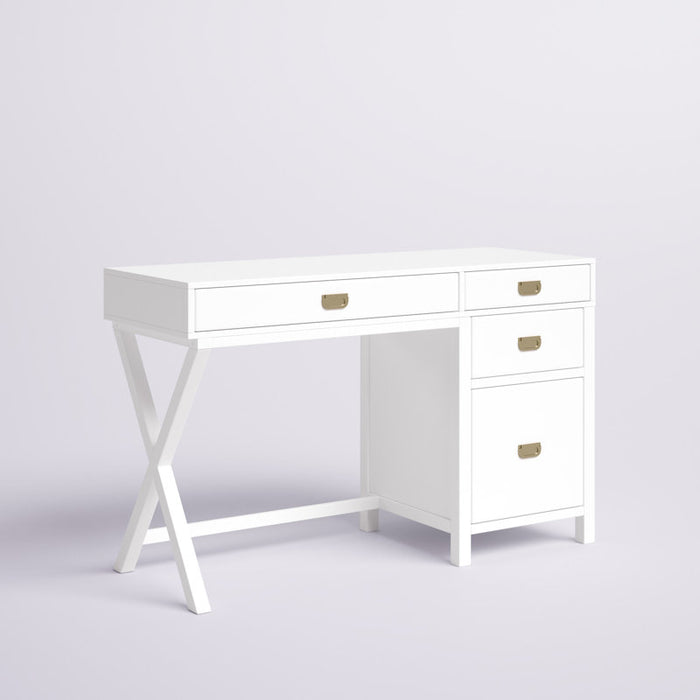 Bureau blanc avec rangement latéral