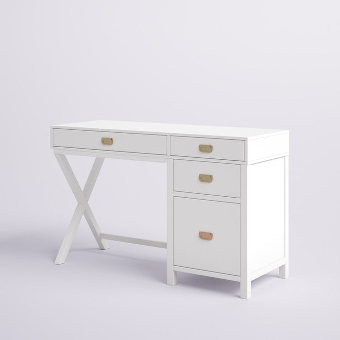 Bureau blanc avec rangement latéral