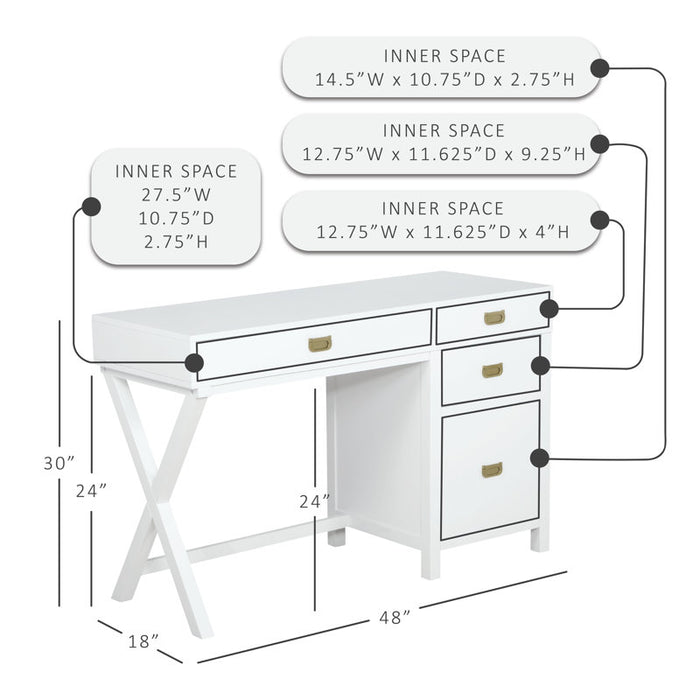 Bureau blanc avec rangement latéral