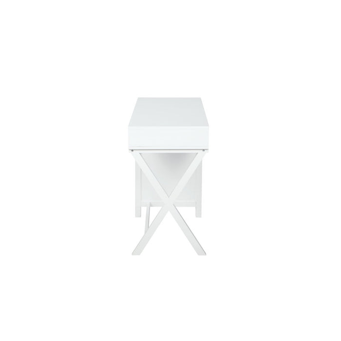 Bureau blanc avec rangement latéral