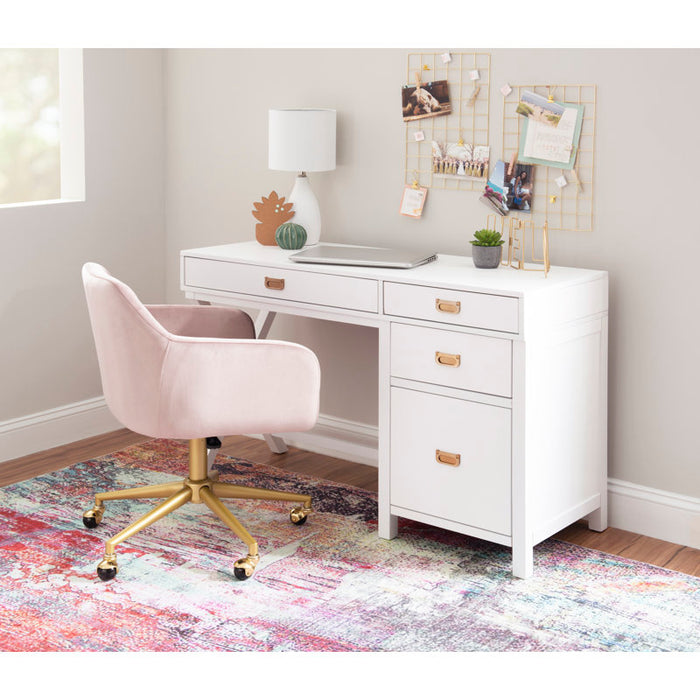 Bureau blanc avec rangement latéral