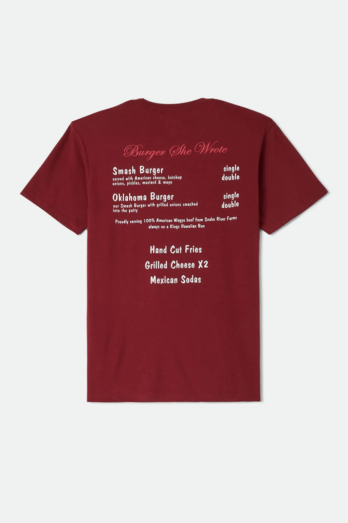 Burger She Wrote Pocket T-Shirt - Burgundy