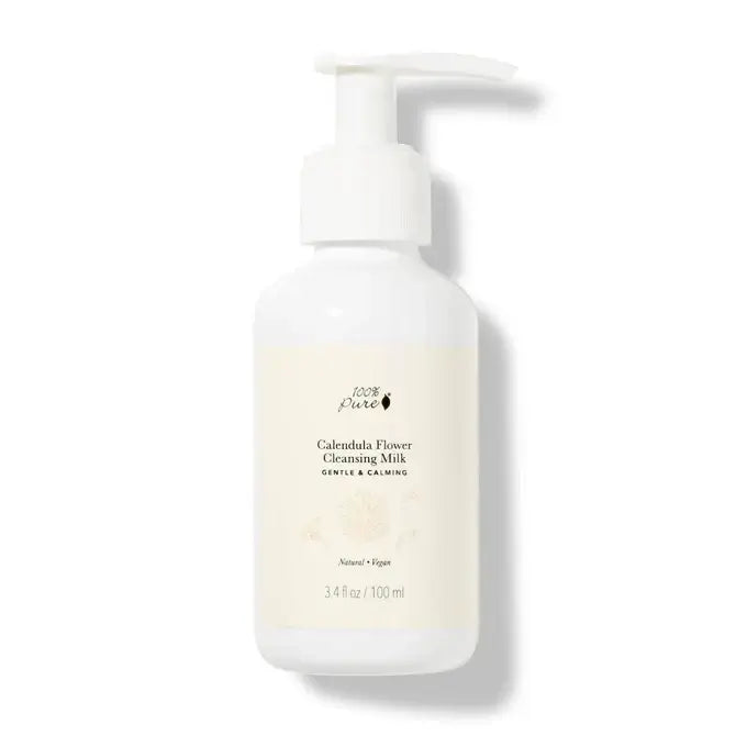 Calendula Flower Cleansing Milk 100ml bottle with pump, gentle and calming facial cleanser for impurities.