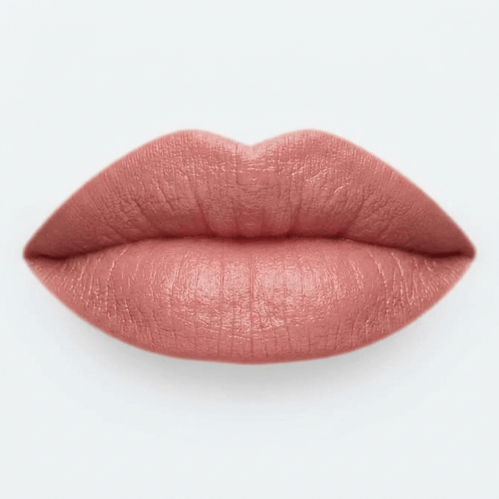 Lips showcasing the luxurious shade of Calendula Fruit Pigmented® Pomegranate Oil Anti-Aging Lipstick.