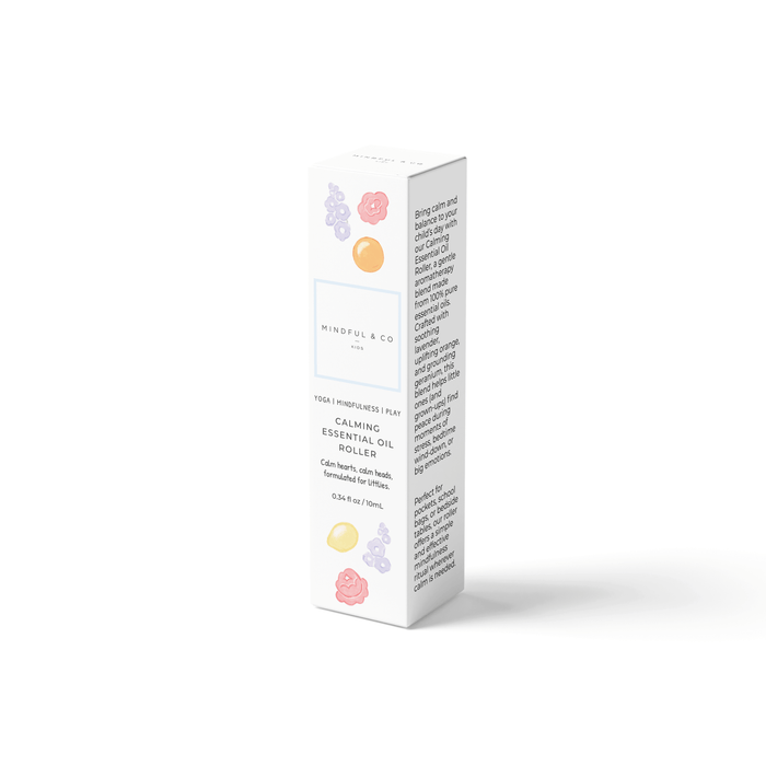 Calming Essential Oil Roller packaged in a beautifully designed box for kids' aromatherapy.