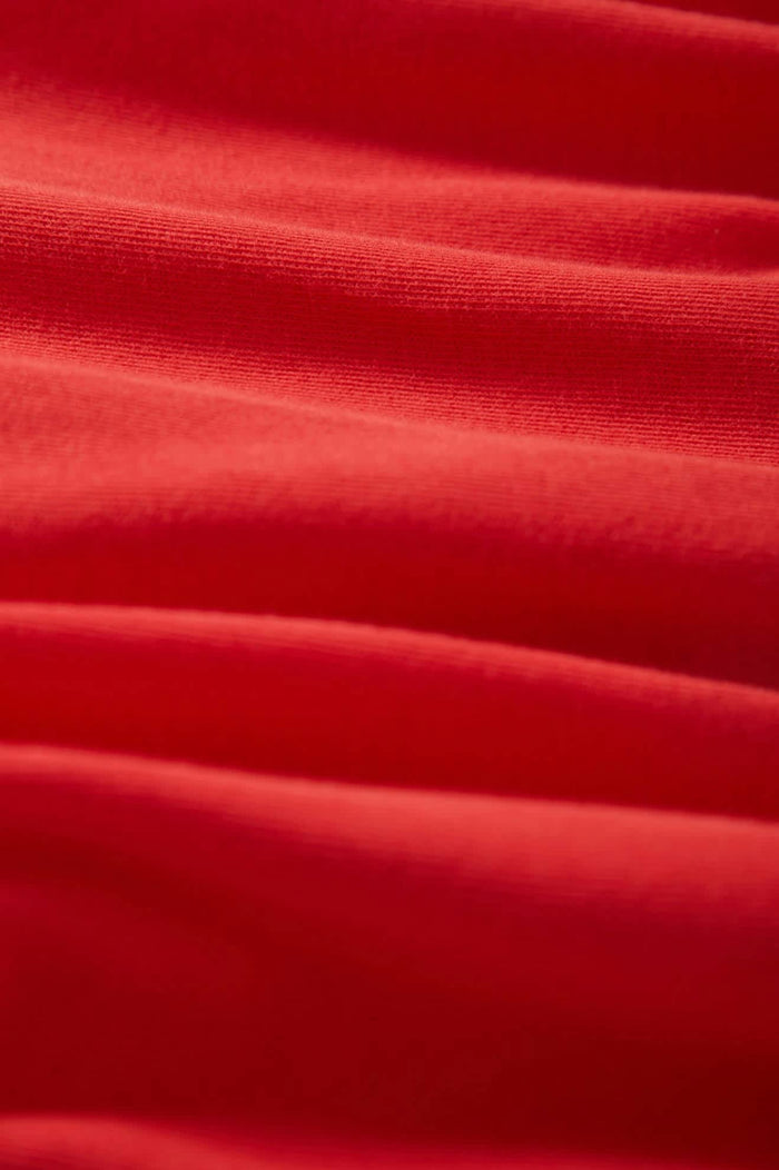 Women's Carefree Organic Garment Dye Perfect T-Shirt in the color Crimson - Additional Laydown image
