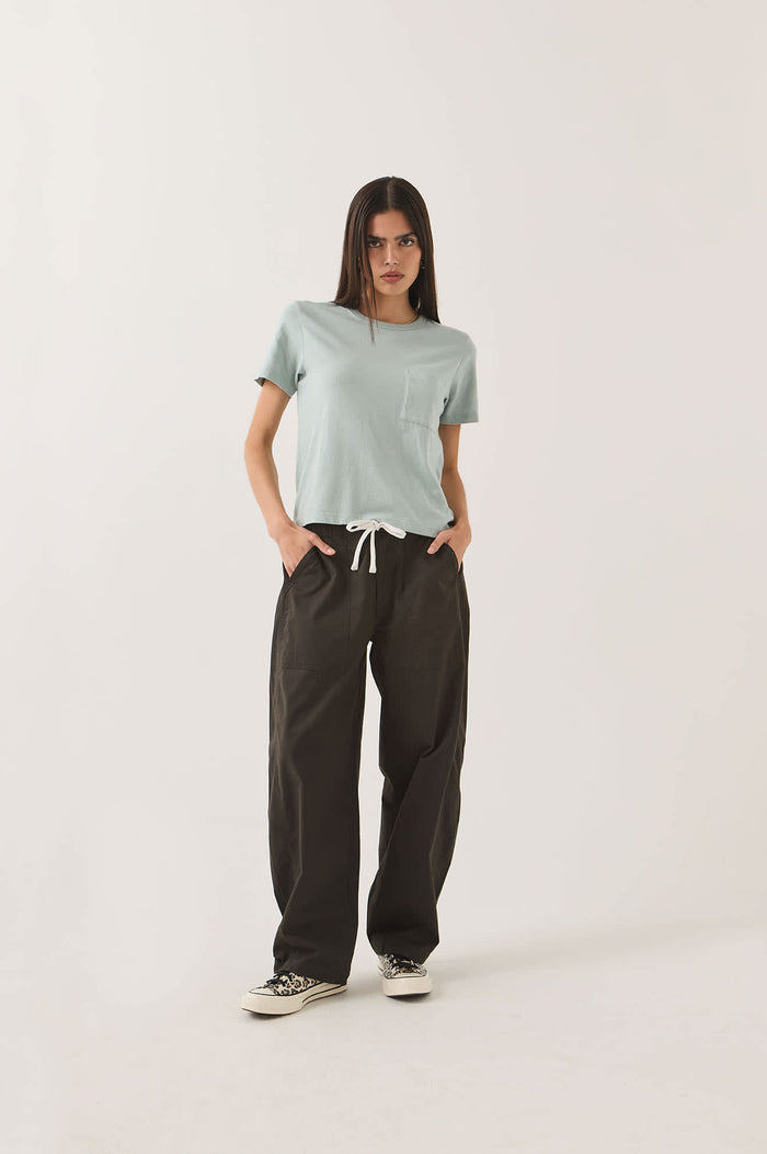 Women's Carefree Organic Garment Dye Perfect T-Shirt in the color Sea Grass - Women's Front View