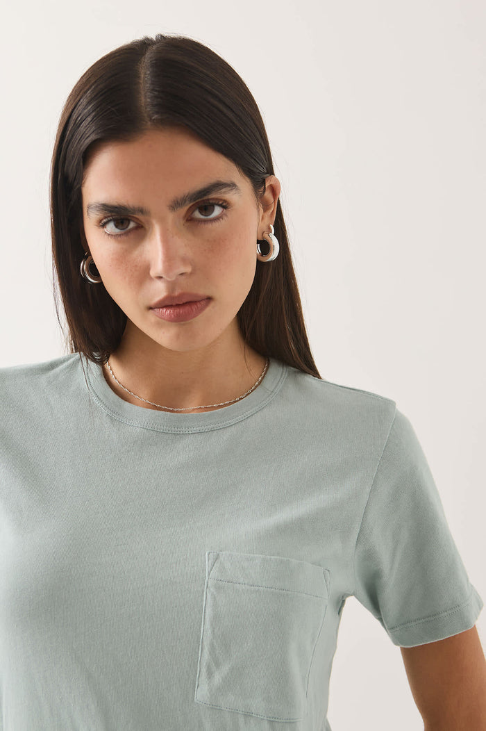 Women's Carefree Organic Garment Dye Perfect T-Shirt in the color Sea Grass - Additional Fit image