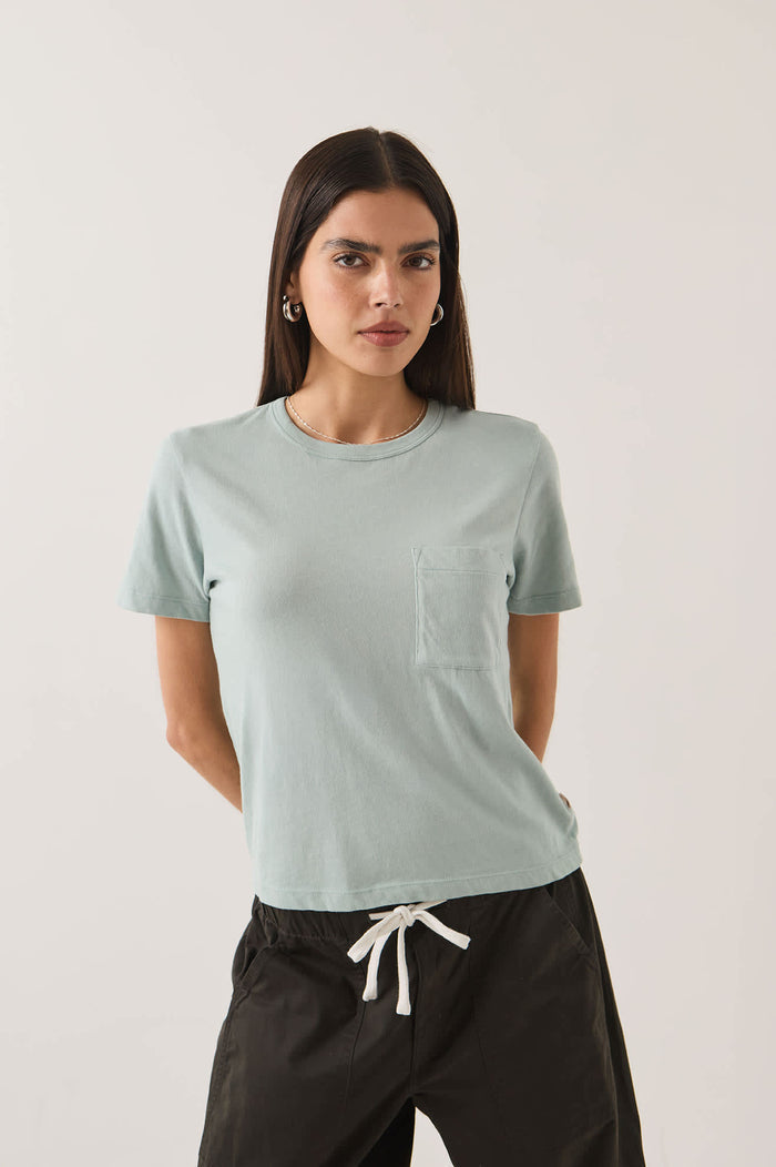 Women's Carefree Organic Garment Dye Perfect T-Shirt in the color Sea Grass - Additional Fit image