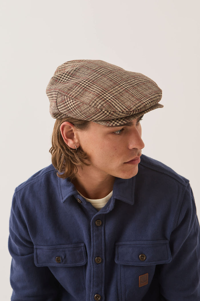Unisex Century Barrel Snap Cap in the color Brown/Tan/Red Plaid - Additional Fit image