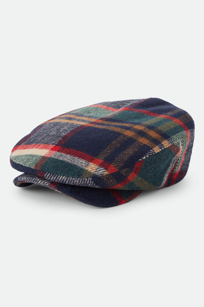 Unisex Century Barrel Snap Cap in the color Navy/Green/Red/Cream - Front Product View