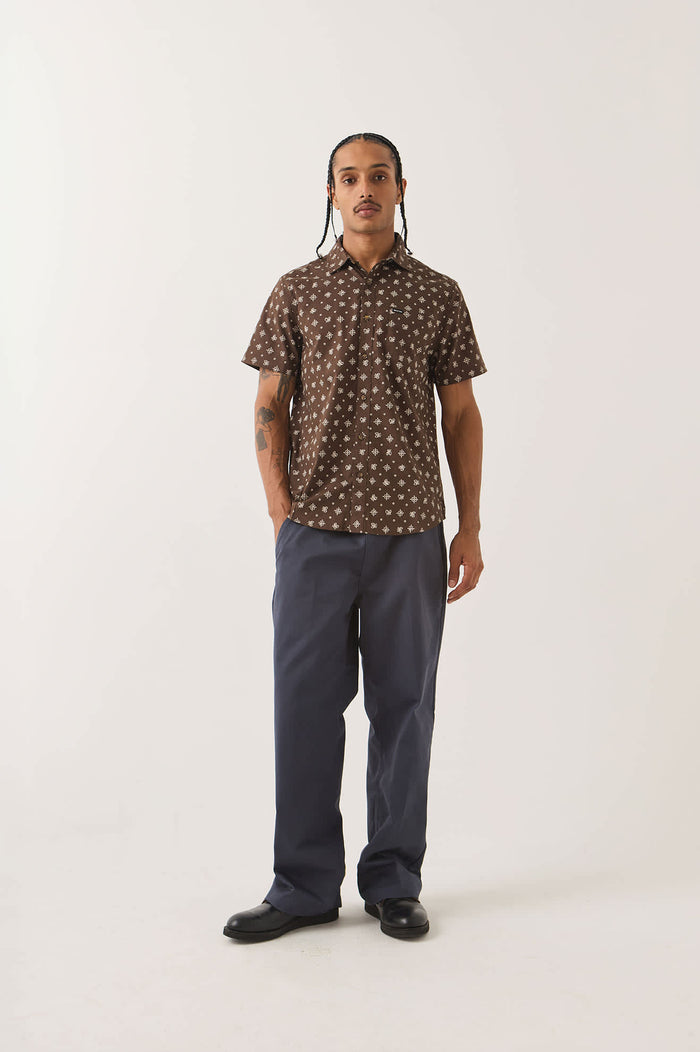 Men's Charter Print Shirt in the color Walnut Brown Bandana - Men's Front View