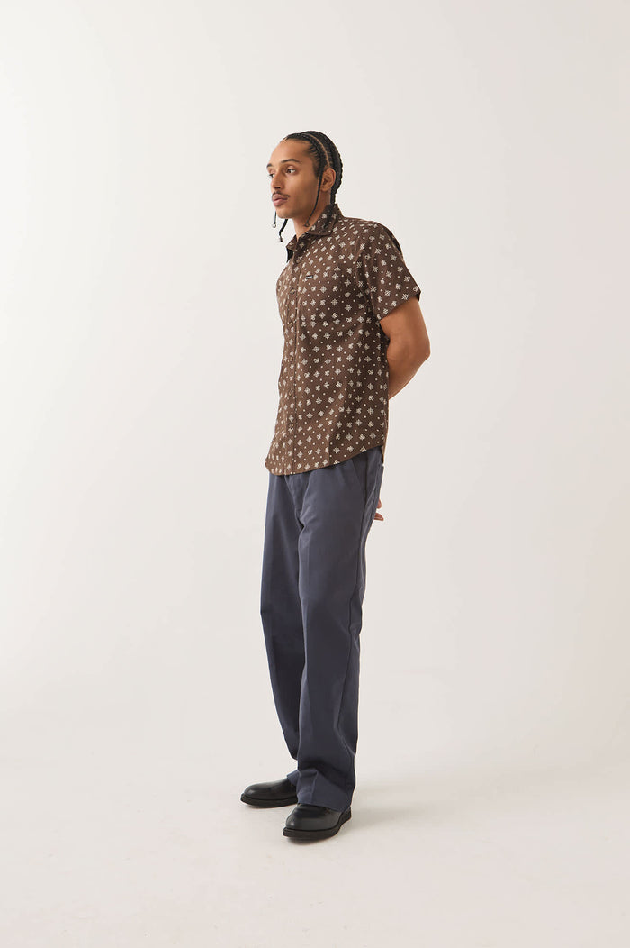 Men's Charter Print Shirt in the color Walnut Brown Bandana - Men's Side View