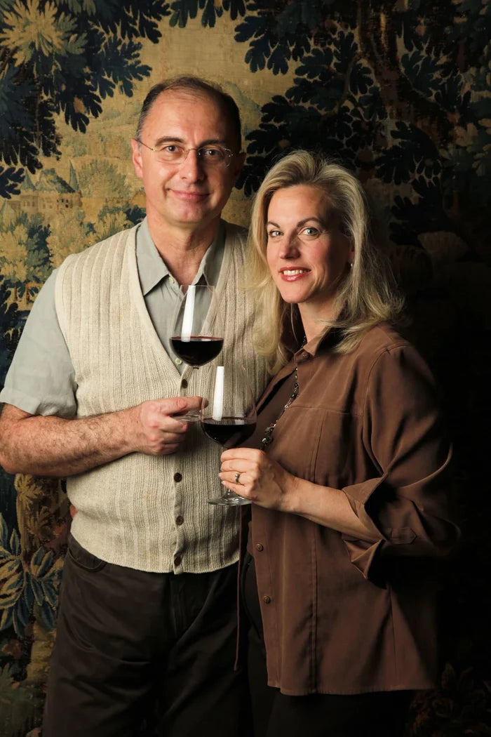 Nestled amid rolling green hills and lush forests, with winding lanes leading to the property and sunlight dancing through a partly cloudy sky, this enchanting estate offers breathtaking views of fields and distant mountains in the heart of the Southern Rhône Valley wine country. The idyllic setting is as inviting as attending a FEARRINGTON VILLAGE Chêne Bleu Wine Dinner, where biodynamic Super Rhônes await to be savored.