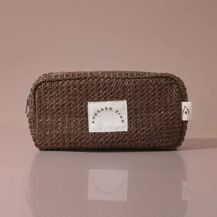 Chocolate Brown Straw Pouch - Avocado Zinc