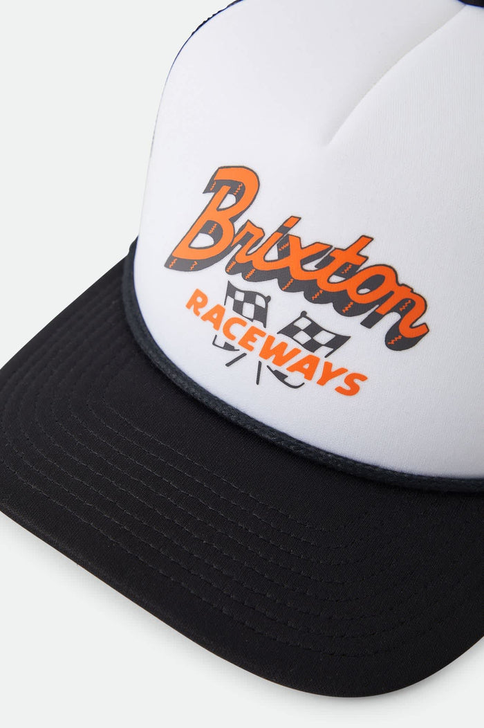 Unisex Clemont Trucker Hat in the color Black/White - Additional Laydown image